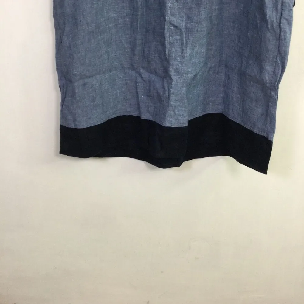 J. Jill Women's Seamed Love Linen Dress V-Neck Pullover Sleeveless Blue Size S - Picture 9 of 16